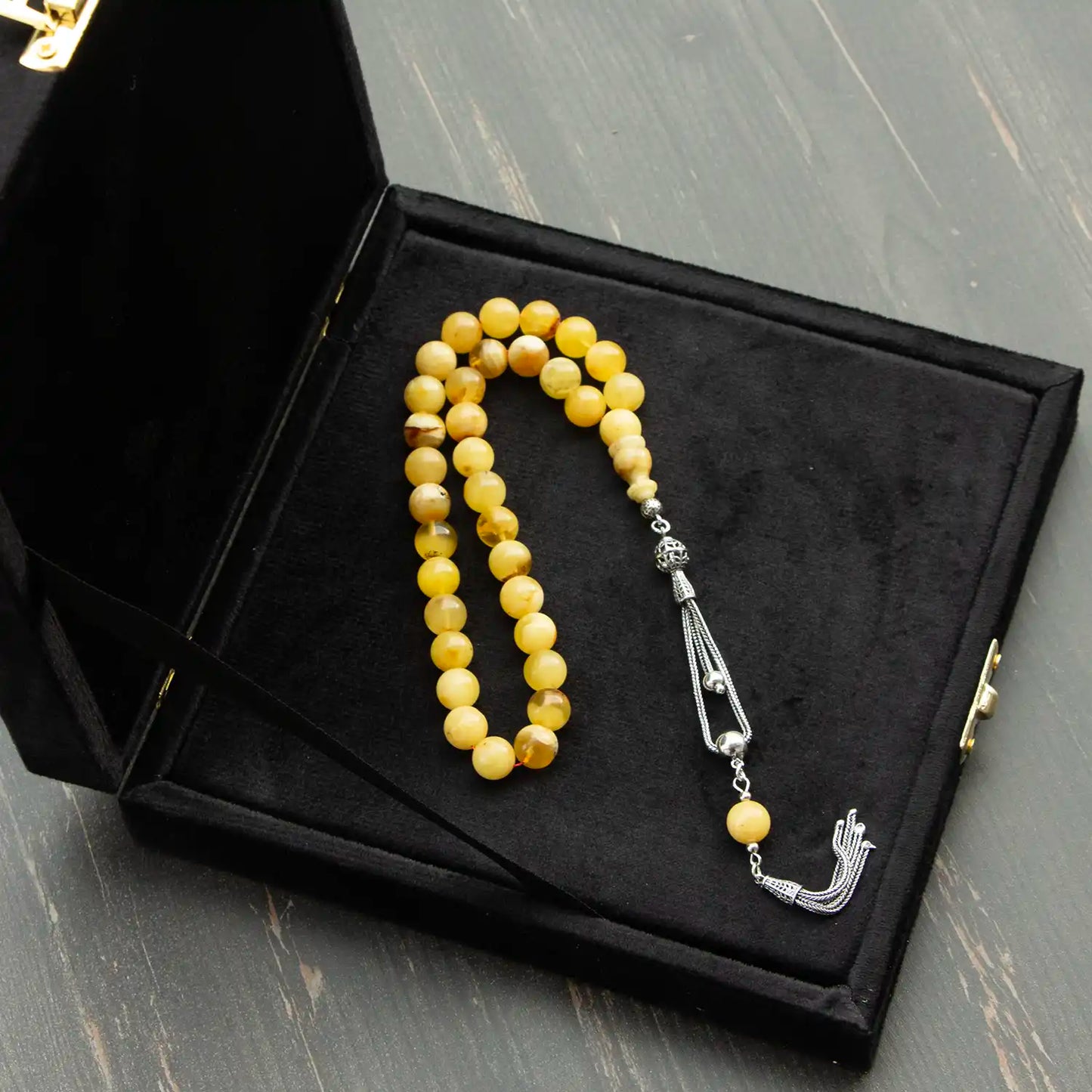 Orijinal Damla Kehribar Tesbih | Ukrayna – 9 mm Küre Kesim