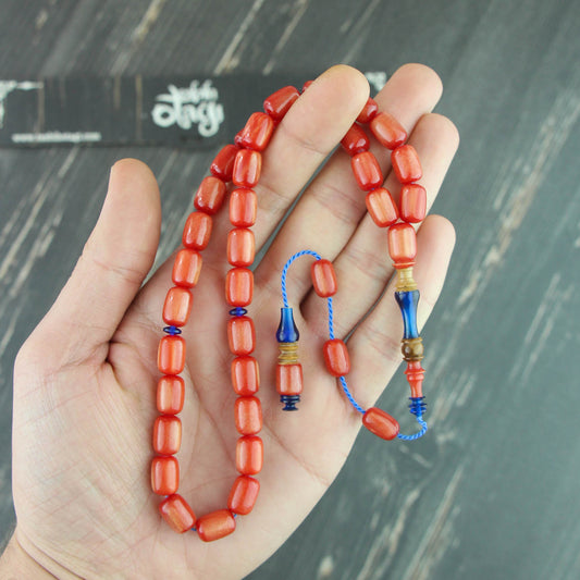Kapalıçarşı Koleksiyonu Kuka Detaylı Turuncu Sıkma Kehribar Tesbih