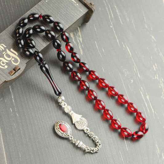 Sertifikalı Arpa Kesim Ateş Kehribar Tesbih