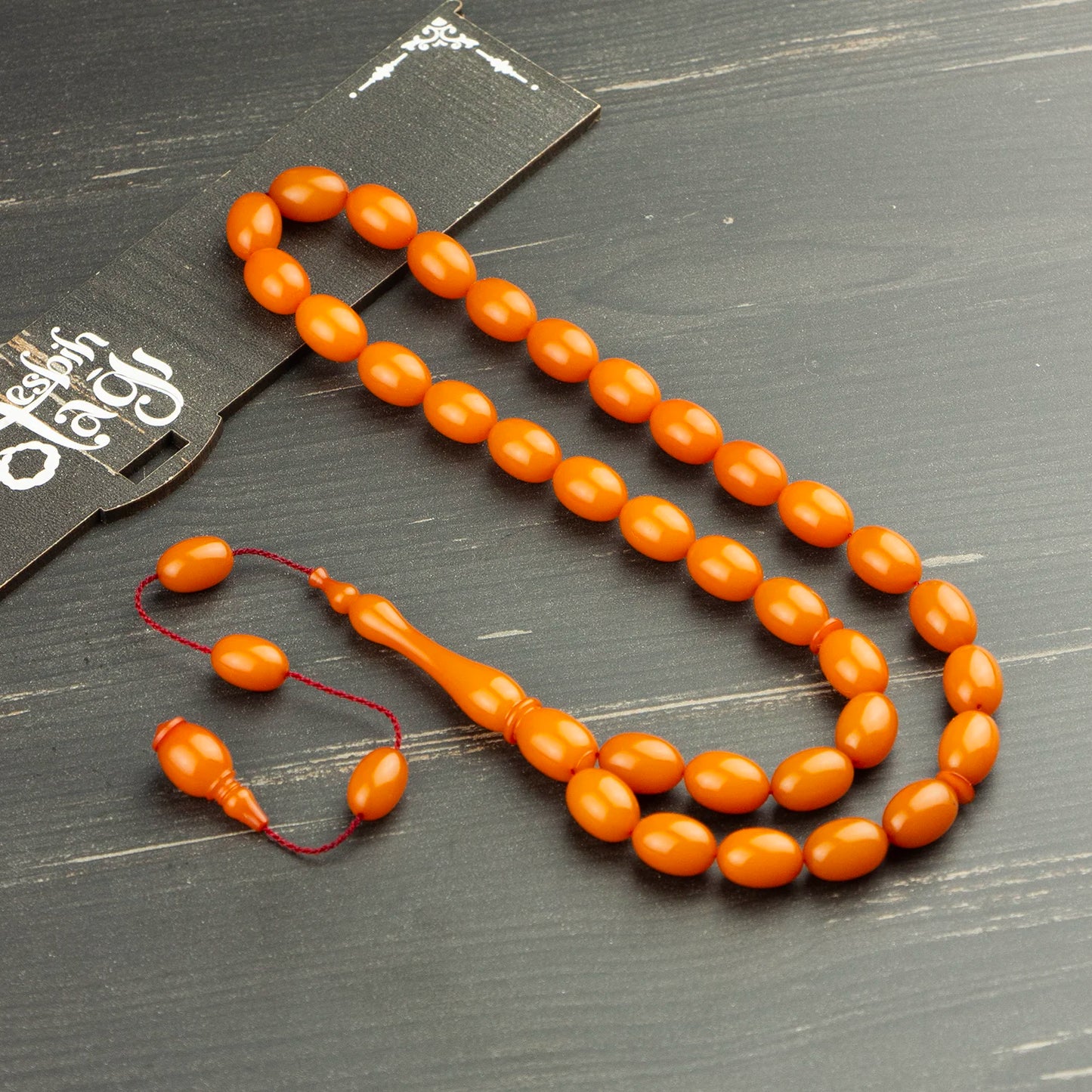 8x12 mm Usta İşi Osmanlı Usulü Sıkma Kehribar Tesbih – Sistem Püsküllü