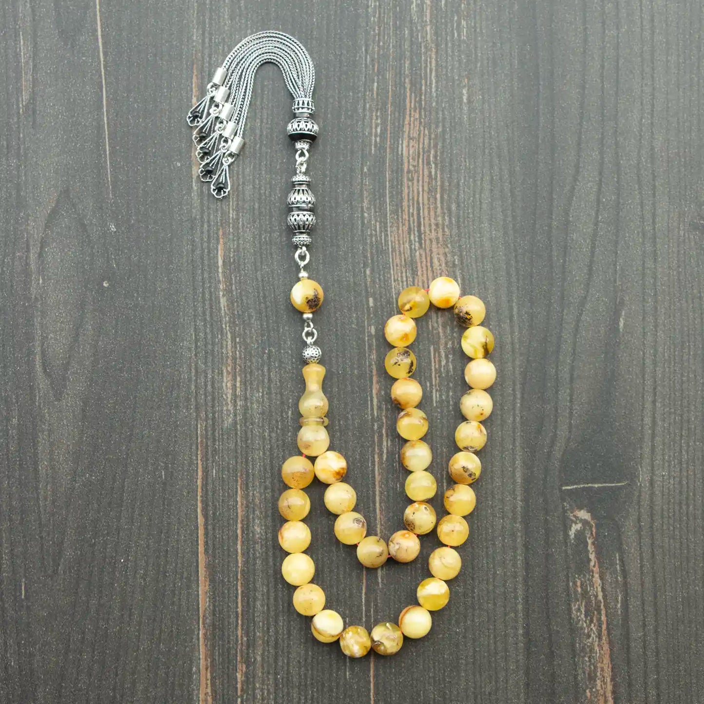 Orijinal Damla Kehribar Tesbih | 8 mm Küre Kesim