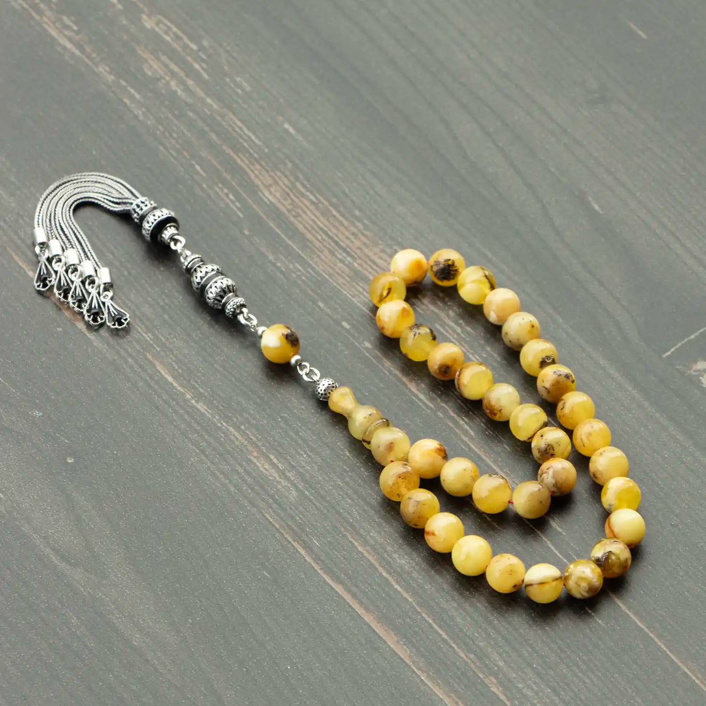 Orijinal Damla Kehribar Tesbih | 8 mm Küre Kesim