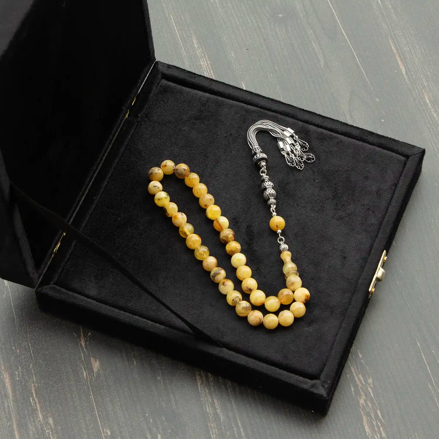 Orijinal Damla Kehribar Tesbih | 8 mm Küre Kesim