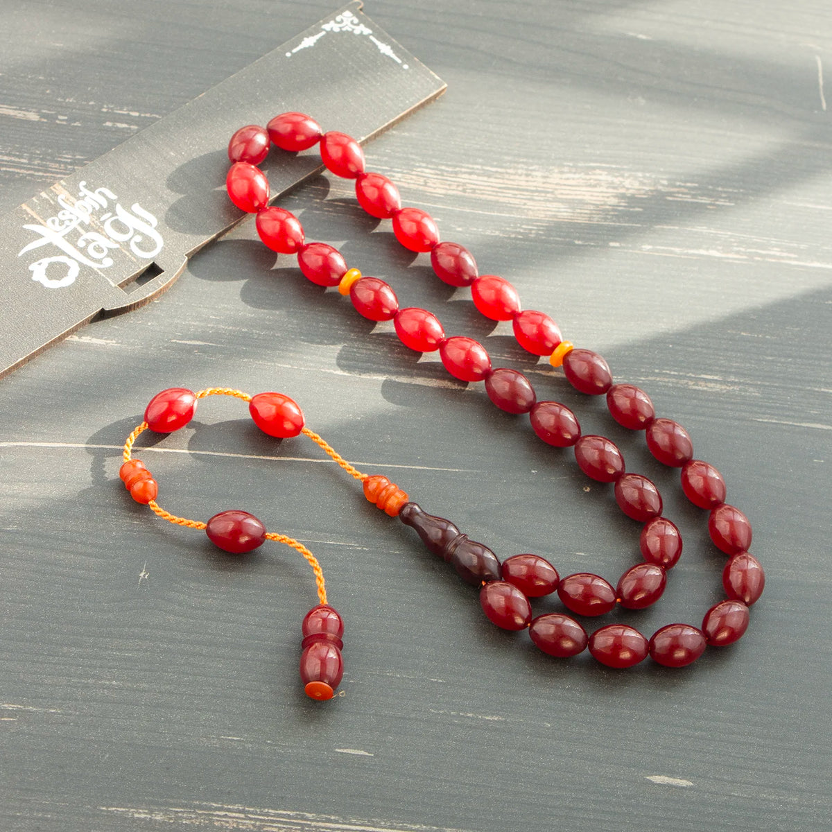 Fırınlı Ottoman Benzetmesi Pressed Amber Prayer Beads Set Sistem Tasselled