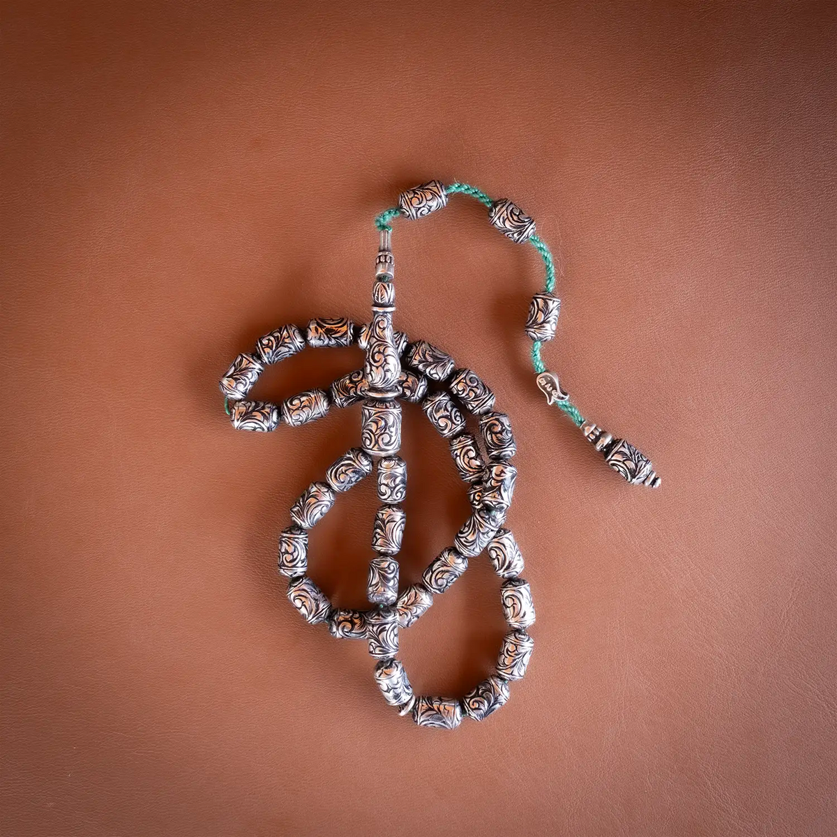Nakkaş Oyma Usta El Crafted Silver Prayer Beads Capsule Cut