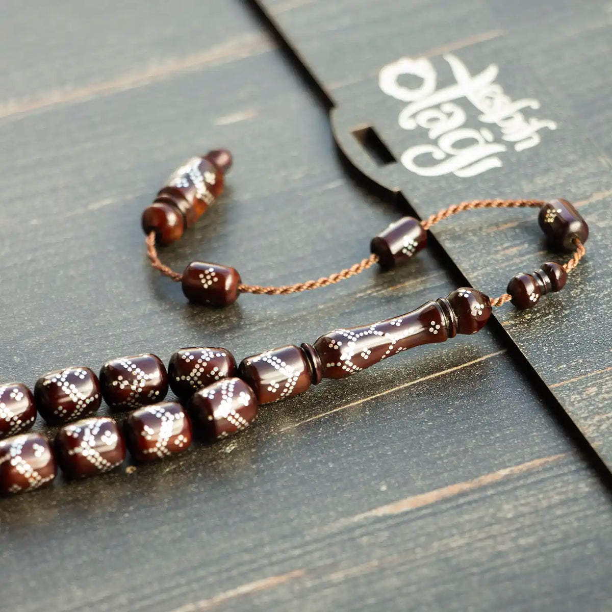 Silver Engraved Usta Crafted Kuka Seed Prayer Beads Capsule Cut