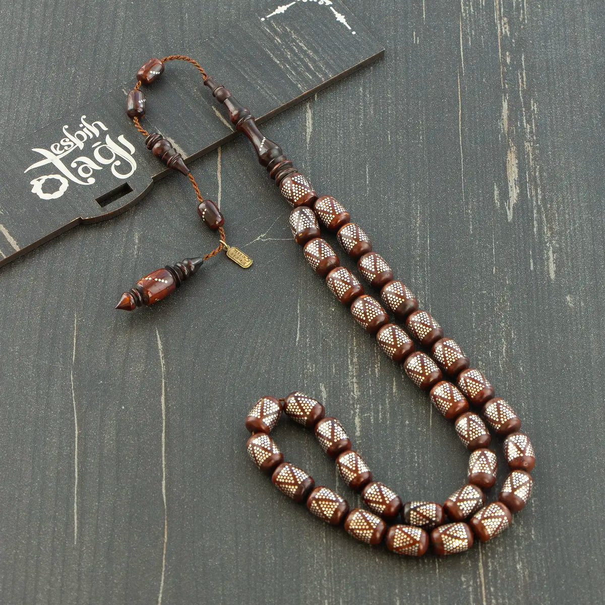 Usta Crafted Silver Engraved Kuka Seed Prayer Beads Premium Koleksiyon, Capsule Cut