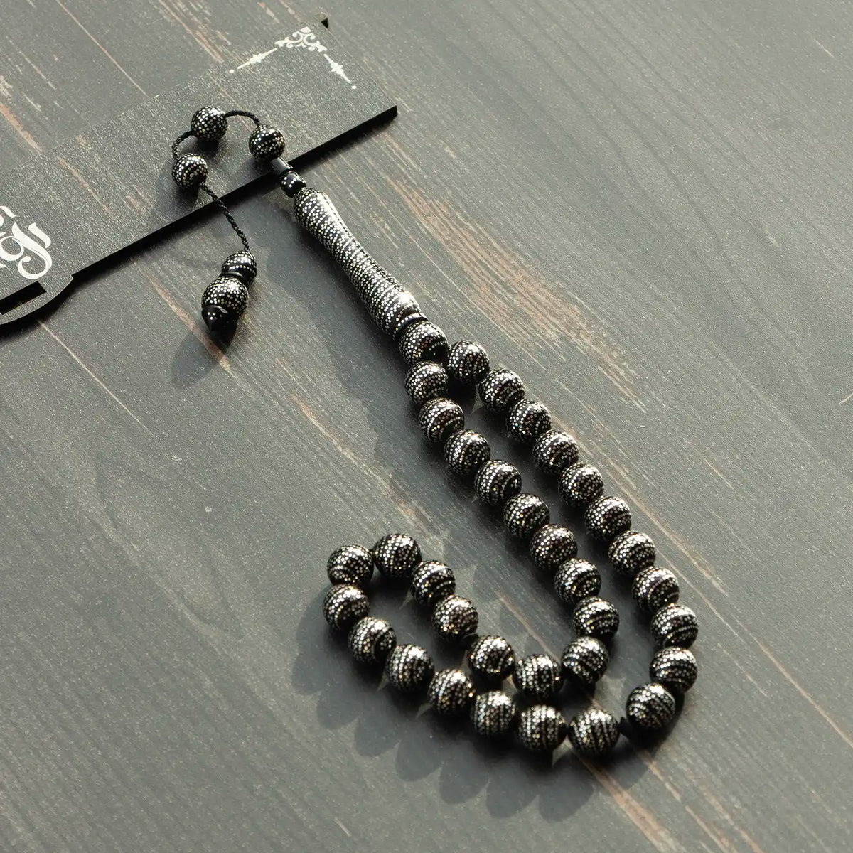 Yoğun Silver Engraved Usta Crafted Kuka Seed Prayer Beads Sphere Cut