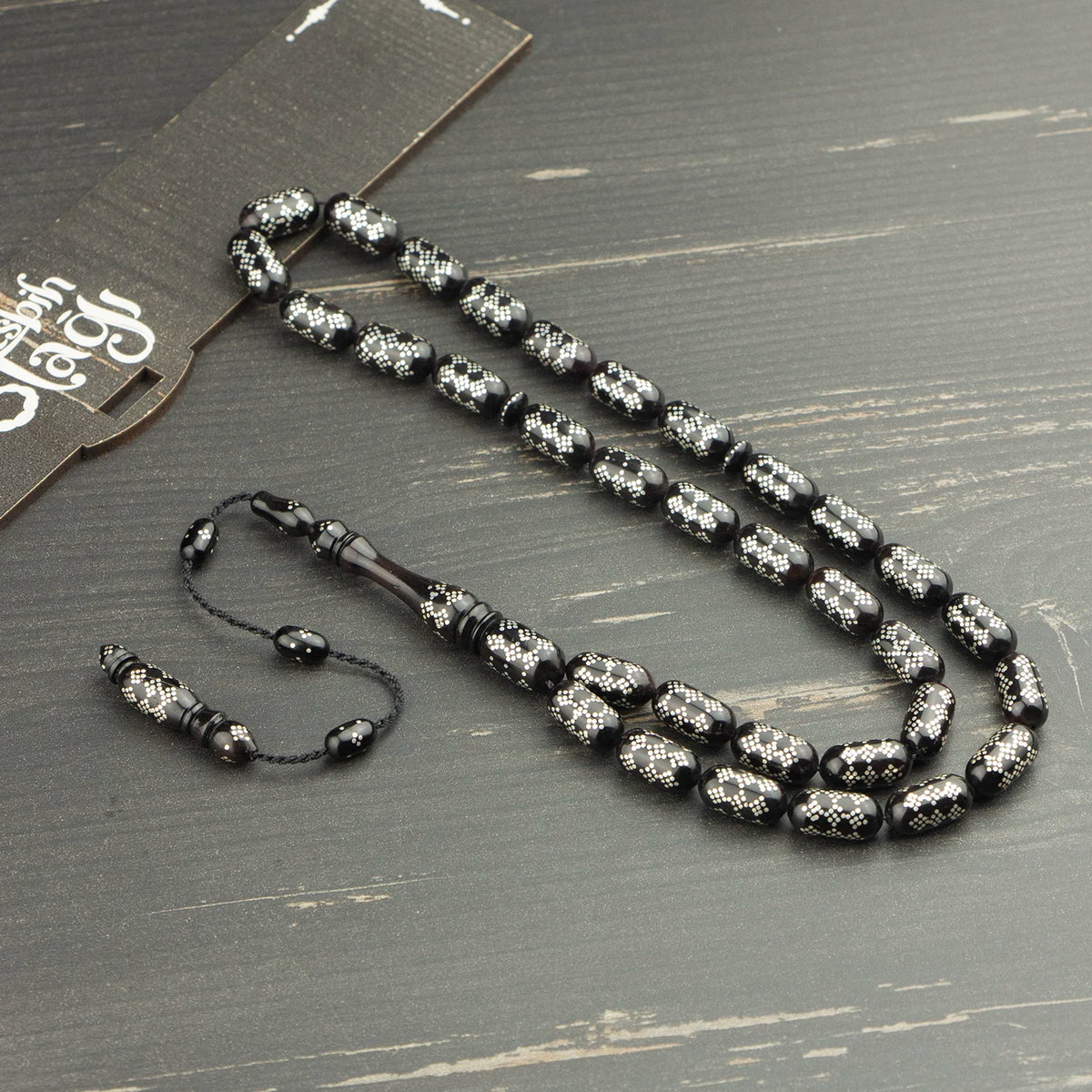 Silver Engraved Kuka Seed Prayer Beads Usta Work, Capsule Cut