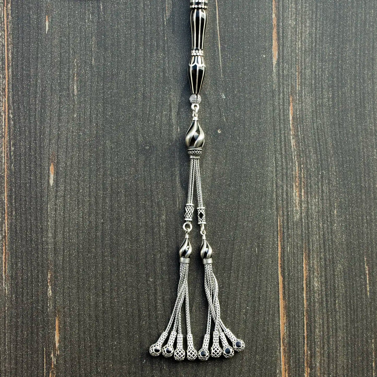 8’li Gümüş Yarma İşlemeli Erzurum Oltu Tesbih | Kapsül Kesim