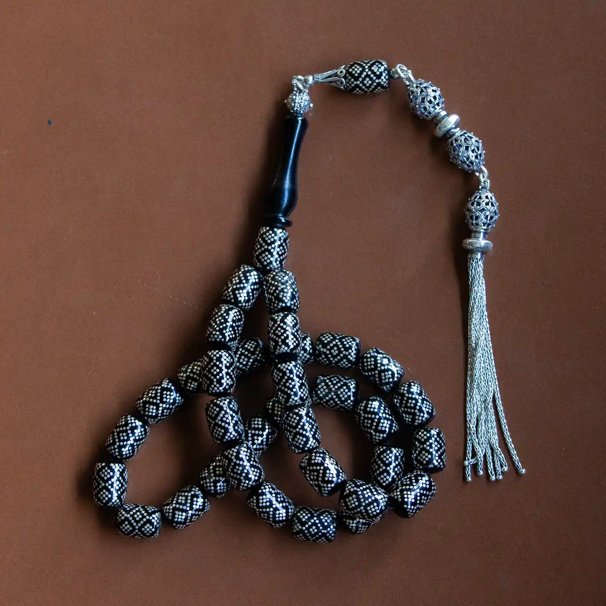 Silver Çakımlı Erzurum Oltu Prayer Beads Premium Koleksiyon