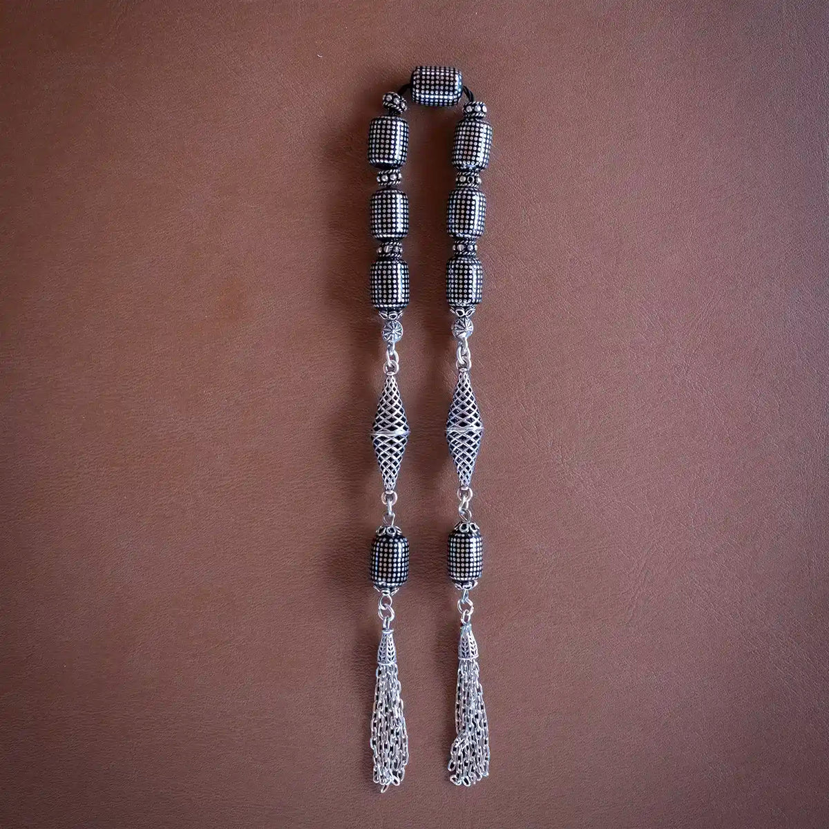 Zaza Silver Engraved Erzurum Oltu Prayer Beads Special Silver Design