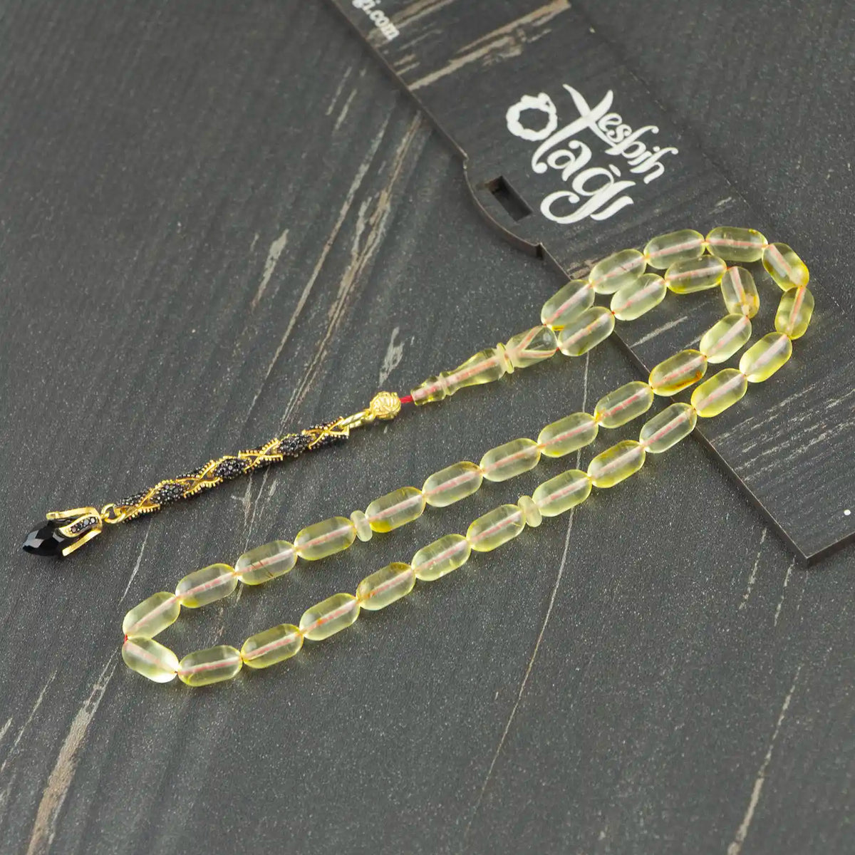 Clear Has Drop Amber Prayer Beads Diamond Silver Tasselled