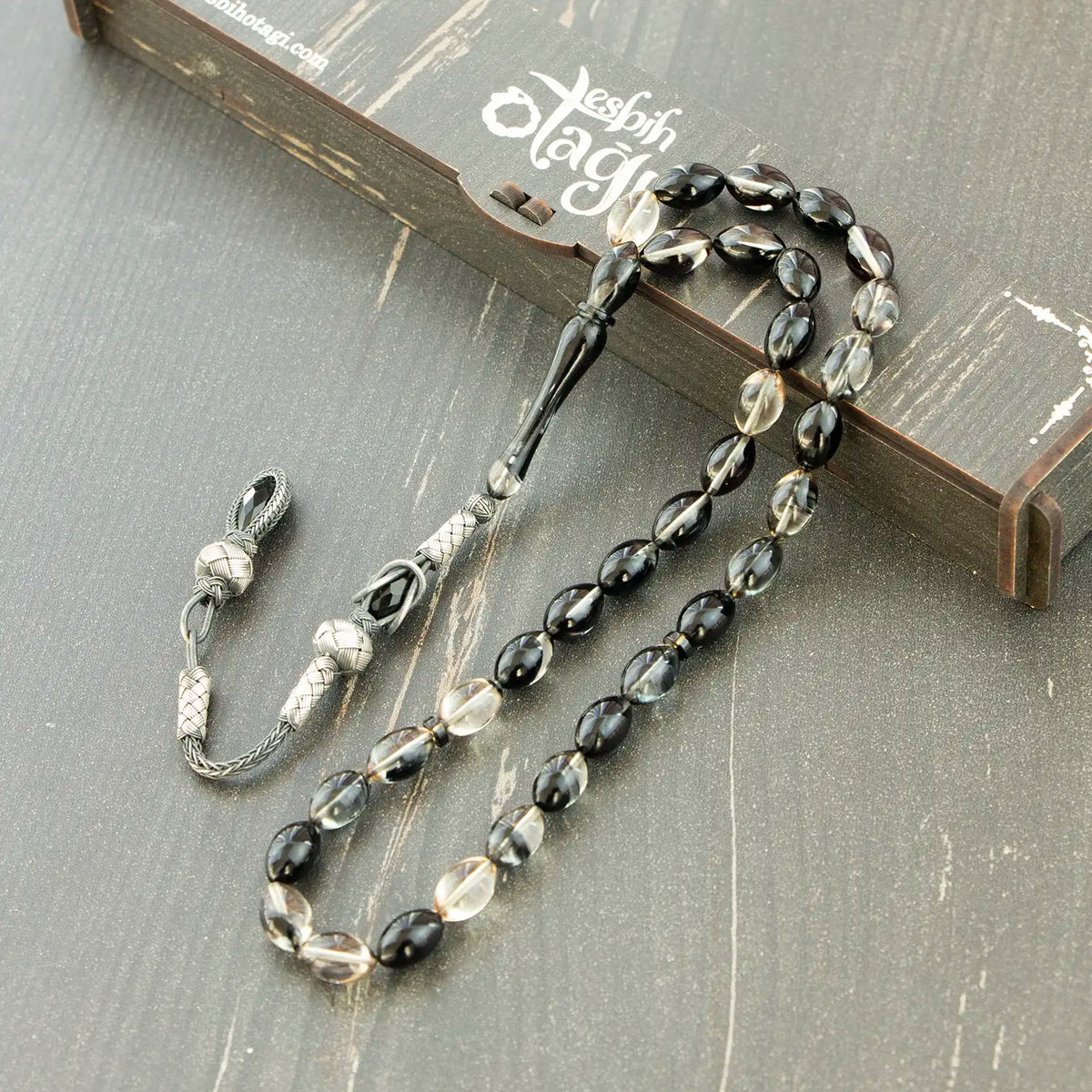 Black Clear Silver Kazaz Tasselled Fire Amber