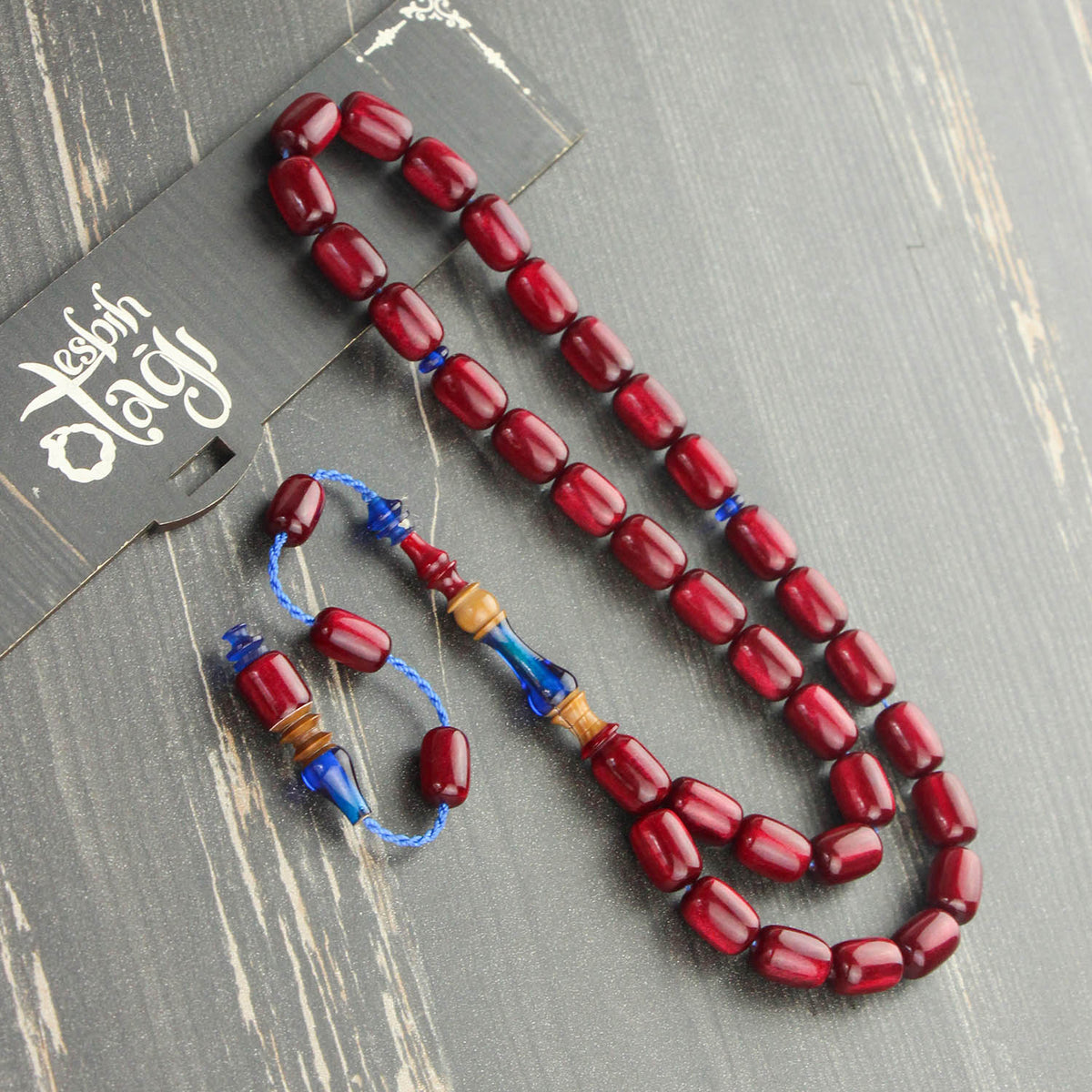 Kapalıçarşı Koleksiyonu Kuka Seed Detailed Ottoman Rengi Pressed Amber Prayer Beads